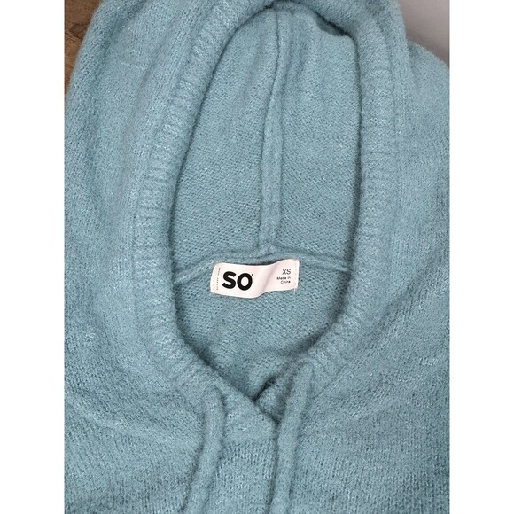 SO Juniors Hoodie XS Blue Eyelash Plush Yard Loungewear Crop Hooded Womens NWT - Picture 7 of 8